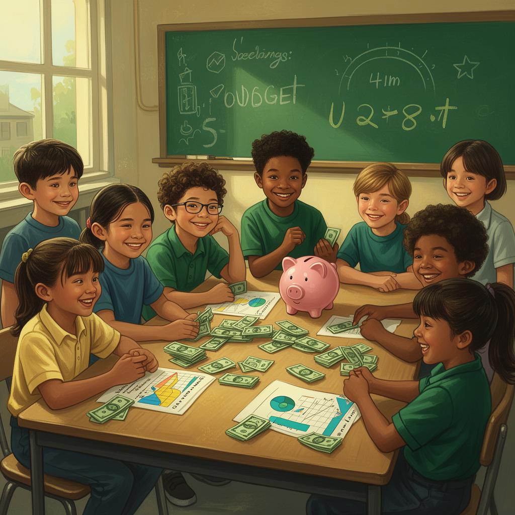 Diverse kids collaborating on a hands-on project around a classroom table